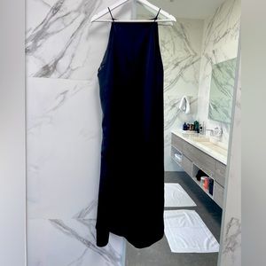 Satin halter neck black dress